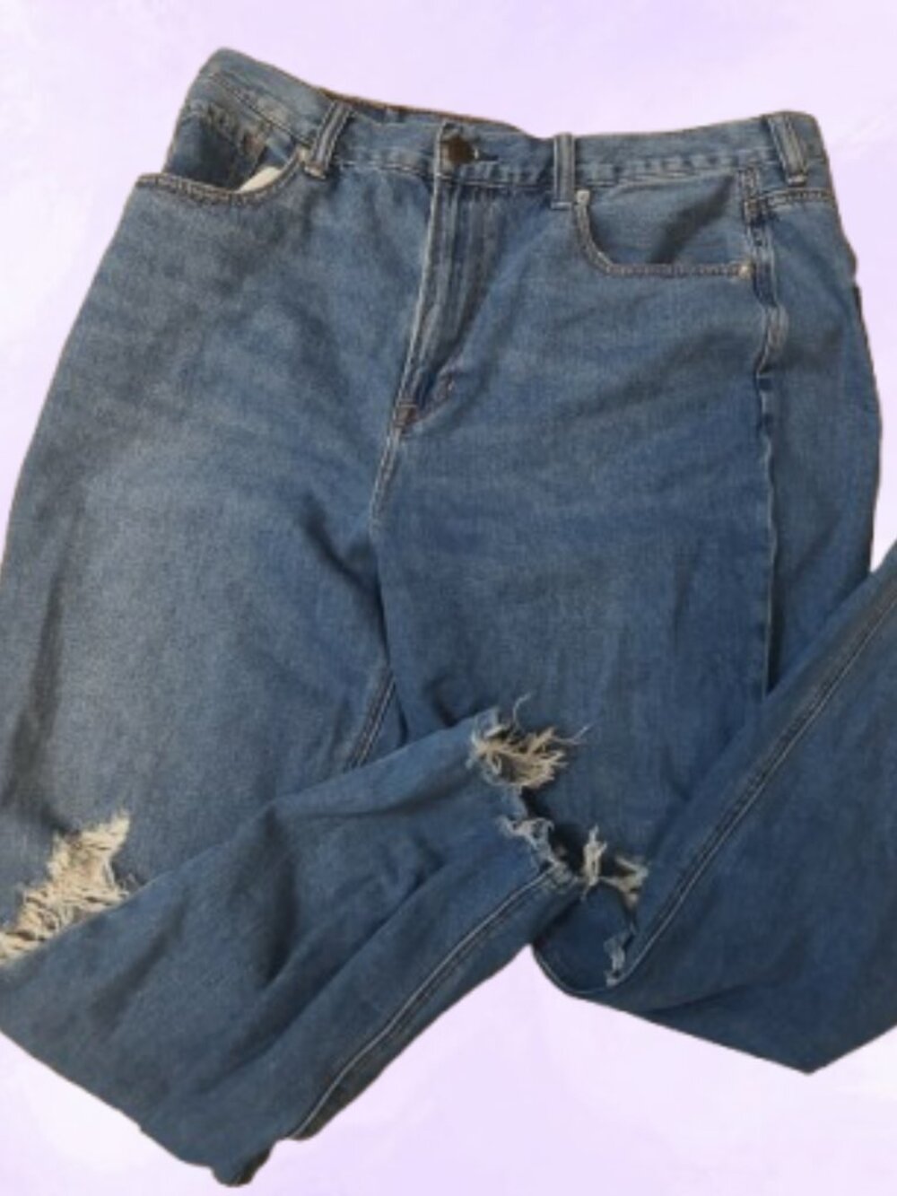 American Eagle Outfitters mom jean raw hem jeans denim in blue size 14.